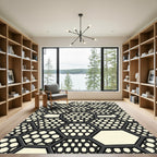Dark Gray Hexagon Chain Grid Rug