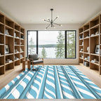 Sky Blue White Twisting Stripe Rug
