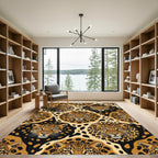 Golden Leopard Spots And Faces Rug