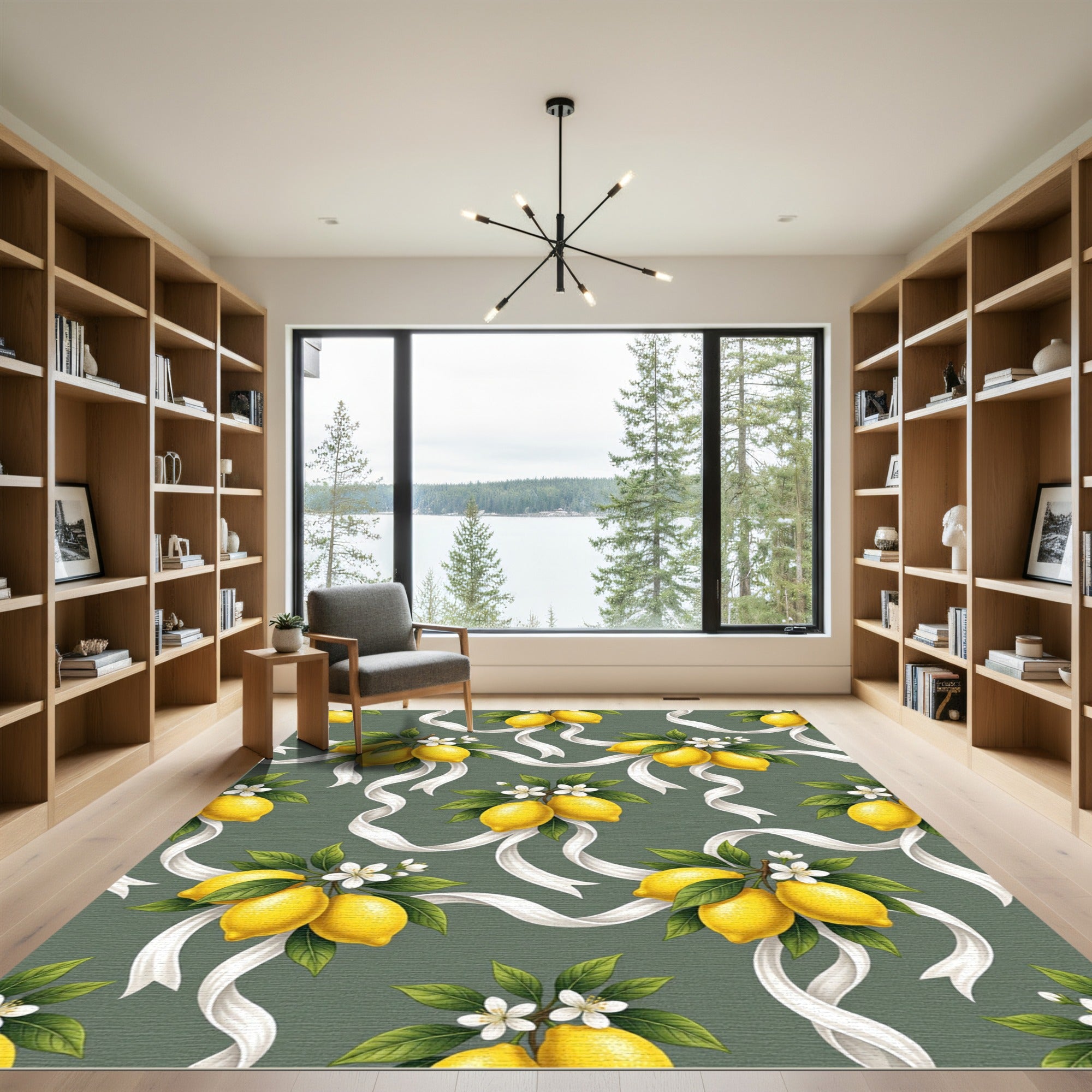 Vintage Lemon Grove Sage Ribbon Rug