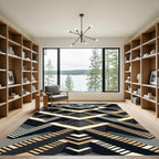 Monochromatic Geometric Isometric Staircase Structure Rug