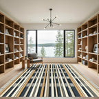 Eclectic Neutral Color Block Stripes Rug