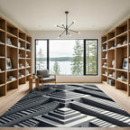 Monochromatic Escher Style Staircase Maze Rug