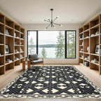 Classic Charcoal Lattice Floral Rug