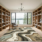 Earthy Tone Abstract Layered Wave Rug