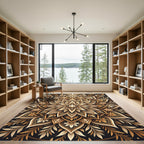 Golden Floral Mandala Medallion Rug