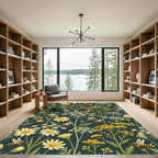 Honey Bee Garden Meadow Dark Teal Rug