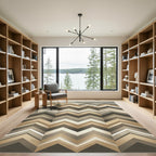 Earthy Chevron Wave Geometric Area Rug