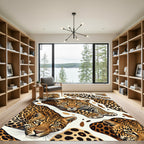 Exotic Golden Leopard Spot Art Rug