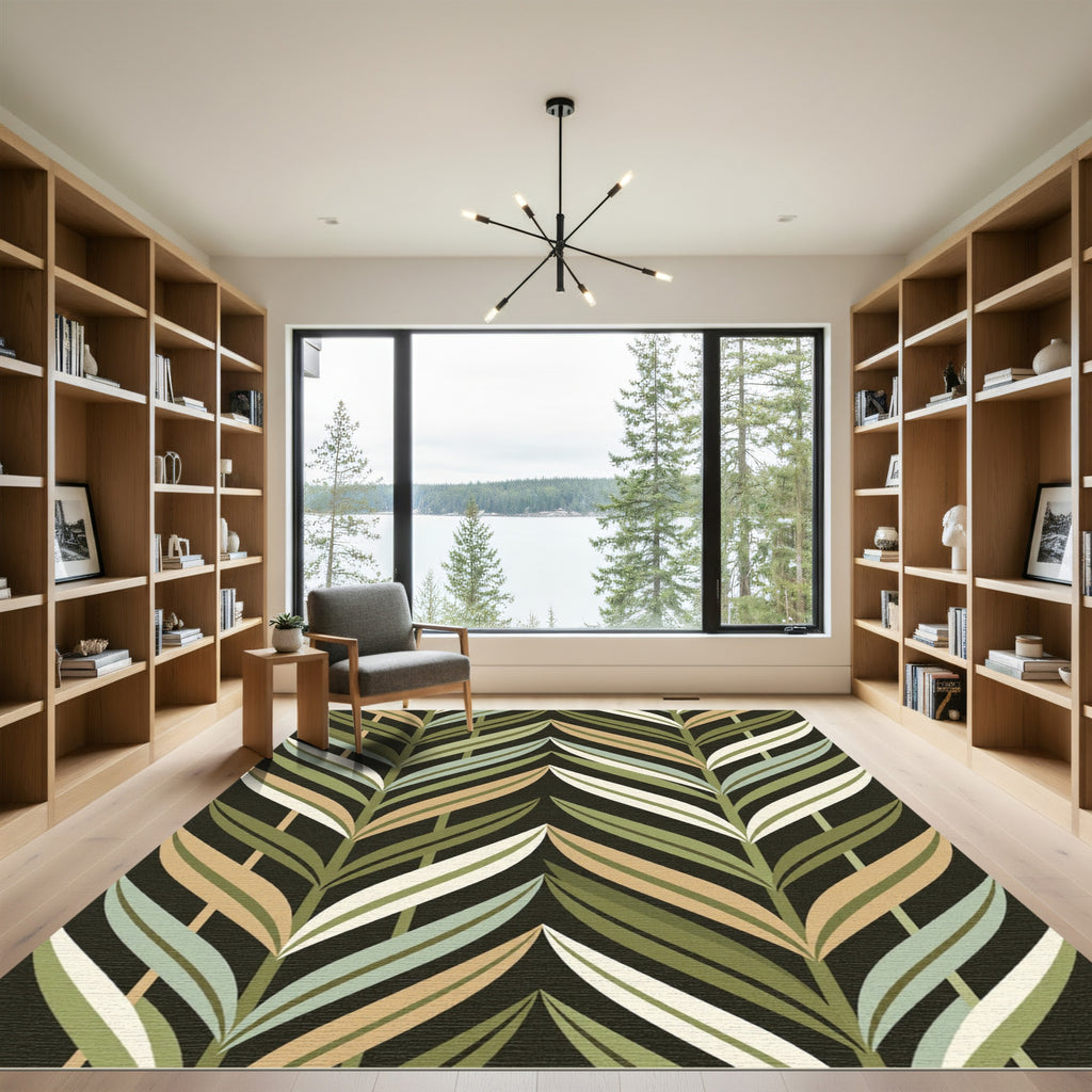 Verdant Leaf Chevron Zigzag Rug