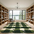 Distressed Green Gingham Splatter Rug