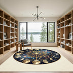 Celestial Gold Sun Lunar Phase Art Rug