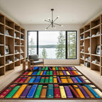 Colorful Bookshelf Library Wall Art Rug