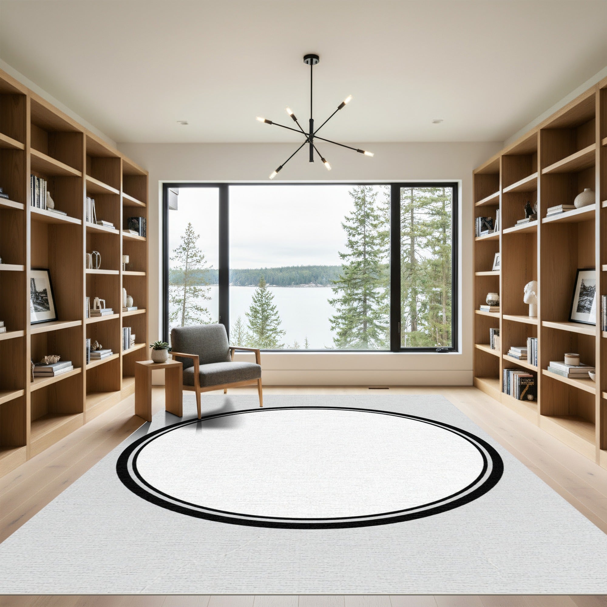 Classic Black Whitewash Ring Rug