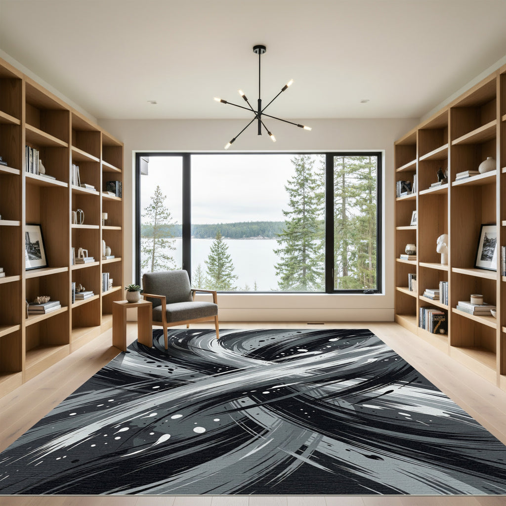 Abstract Swirl Brushstroke Splash Rug