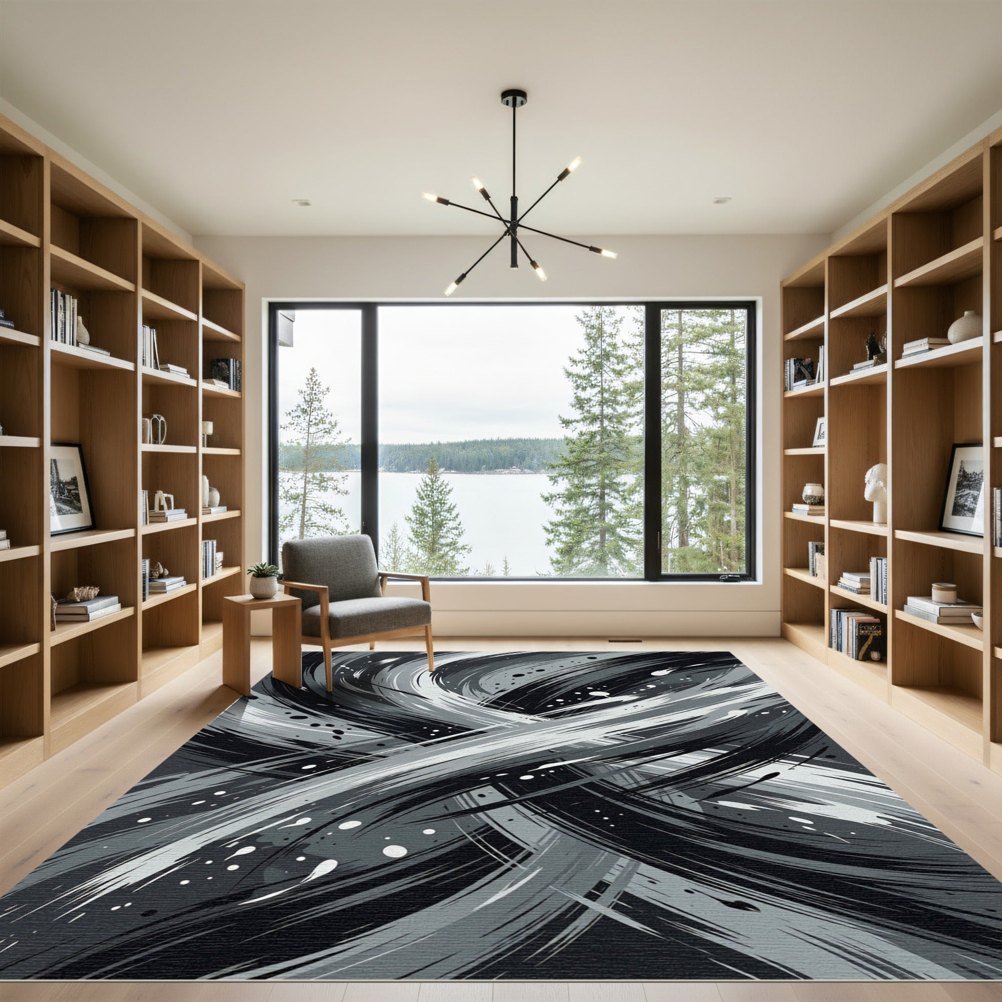 Abstract Swirl Brushstroke Splash Rug