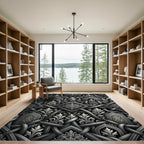 Intricate Silver Interlaced Arch Foliage Rug