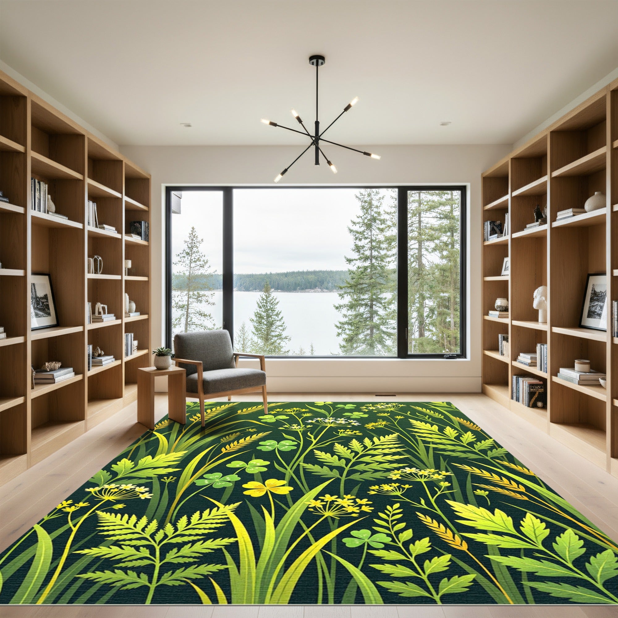 Lush Green Meadow Botanical Clover Rug