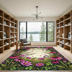 Vibrant Pink Purple Wildflower Meadow Rug