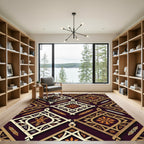 Earthy Woven Diamond Geometric Burgundy Art Rug