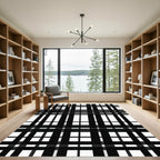 Classic Black White Plaid Checks Rug