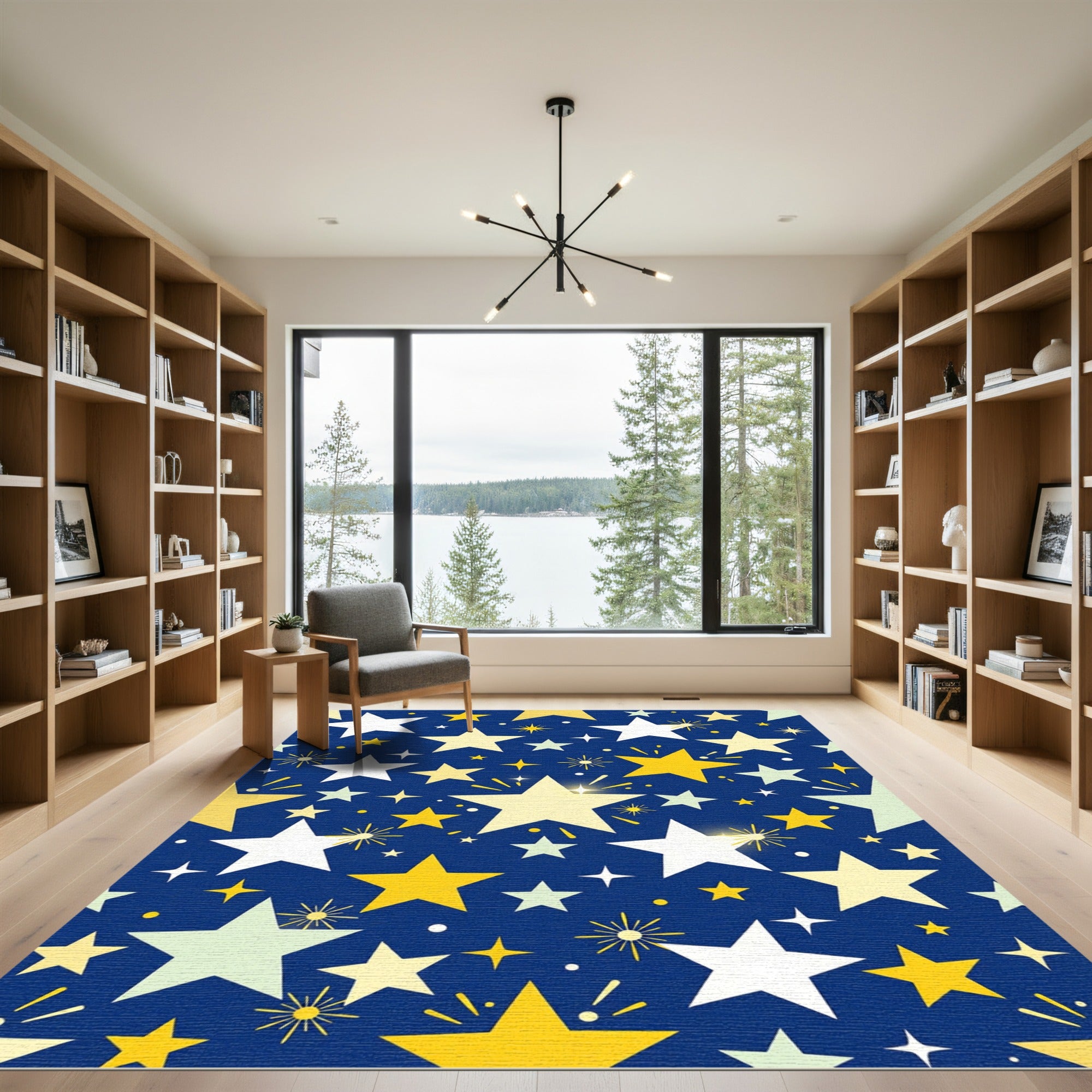 Golden Starry Night Navy Rug