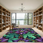 Deep Purple Passion Flower Garden Rug