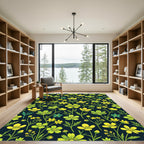 Lush Yellow Green Floral Pattern Rug
