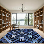 Blue Tooth Tribal Aztec Pattern Rug