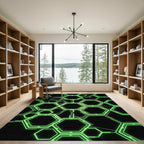 Luminous Lime Cyberpunk Hexagon Grid Rug