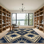 Deep Blue Starburst Diamond Geometric Rug