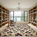 Maroon Floral Botanical Branches Rug