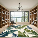 Teal Green Fern Leaf Arrangement Rug