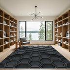 Dark Slate Gray Hexagonal Grid Rug