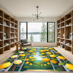 Sunlit Lemon Orchard Trellis Art Rug