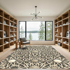 Elegant Beige Geometric Star Medallion Rug