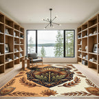Regal Golden Palm Botanical Heraldic Shield Rug