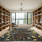 Earthy Floral Botanical Symmetry Art Rug