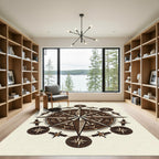 Bronze Celestial Compass Radial Medallion Rug