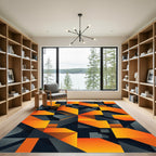 Geometric Modern Amber and Charcoal Rug