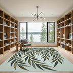 Elegant Sage Green Willow Branch Rug