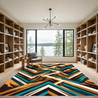 Abstract Canyon Terracotta Teal Geometric Rug