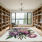 Lavender Pink White Peony Bouquet Rug