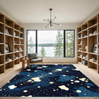 Cosmic Blue Abstract Starry Night Rug