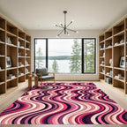 Retro Pink Wave Stripe Rug