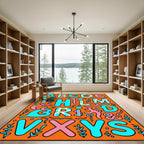 Whimsical Alphabet Dots Organic Shapes Rug