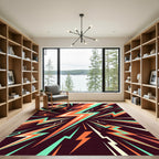 Dynamic Orange Aqua Lightning Burst Rug