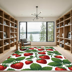 Vibrant Strawberry Vine Botanical Illustration Rug