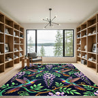 Hummingbird and Wisteria Floral Garden Art Rug