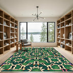 Emerald Star Geometric Keyhole Symmetry Rug